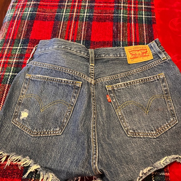 Levi's Blue Distressed Jean Shorts - Picture 3 of 5